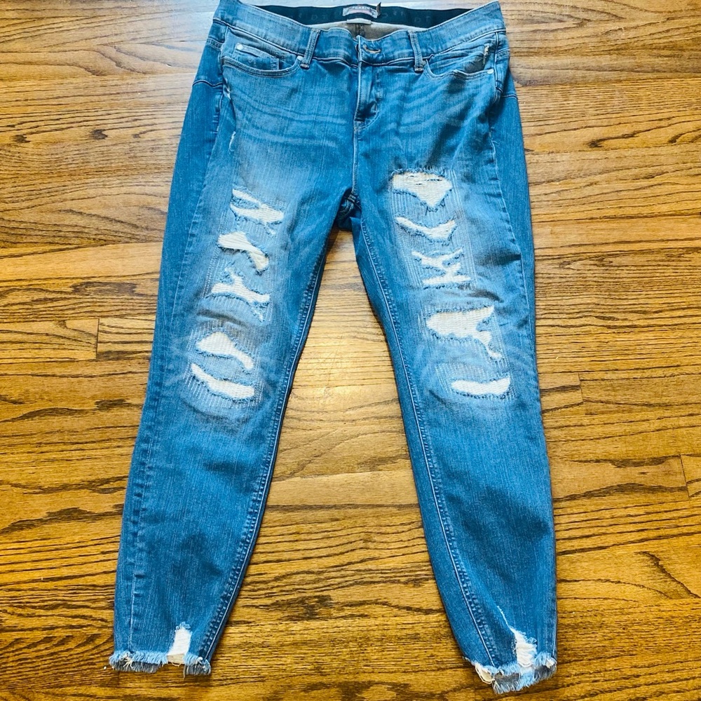 Torrid Distressed Jeans Great Stretch Bombshell Blue Skinny Jeans - Picture 2 of 5